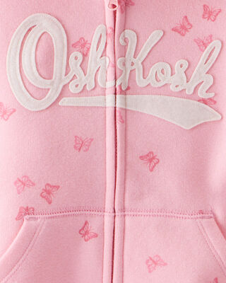Product image 2 of Toddler Butterfly Print OshKosh Logo Zip Jacket - Pink
