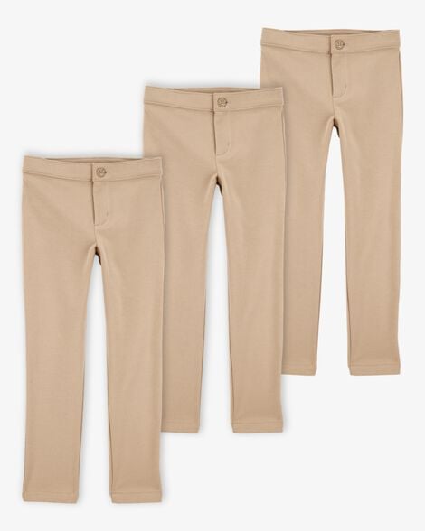 Product image 1 of Kid 3-Pack Ponte Knit Uniform Pants - Khaki