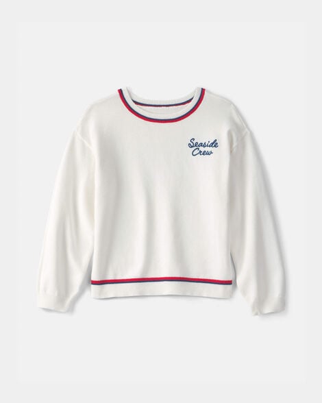girls 'seaside crew' nautical sweater - white