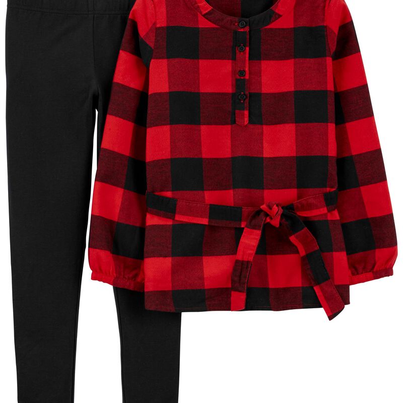Kid Red/Black 2-Piece Buffalo Check Top & Legging Set | carters.com