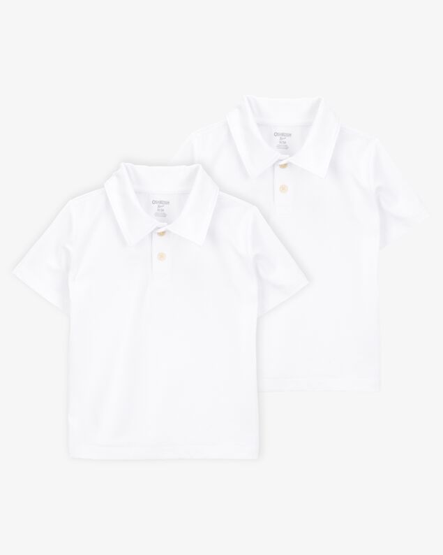 Product image 1 of Toddler 2-Pack Active Uniform Polo Shirts in Moisture Wicking BeCool™ Fabric - White