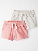 Rose, Heather Grey - Toddler 2-Pack Organic Cotton Shorts, Selected