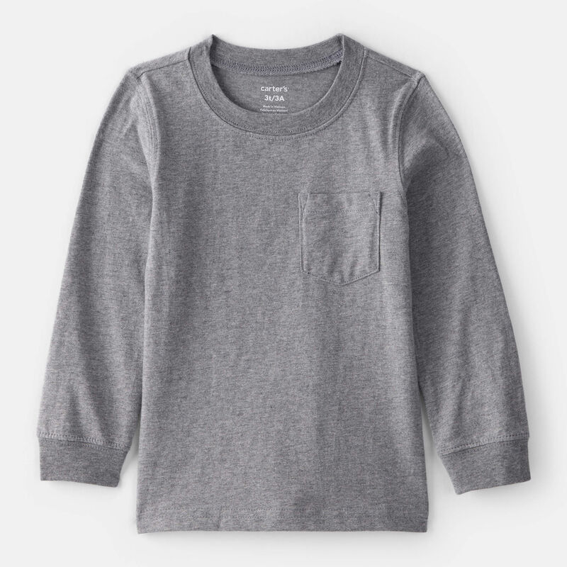 Toddler Boy Long-Sleeve Pocket Tee - Grey