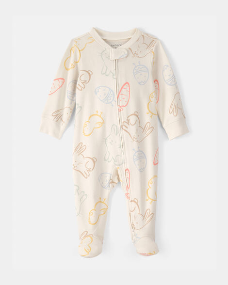 baby easter 100% cotton sleep & play pajama - cream