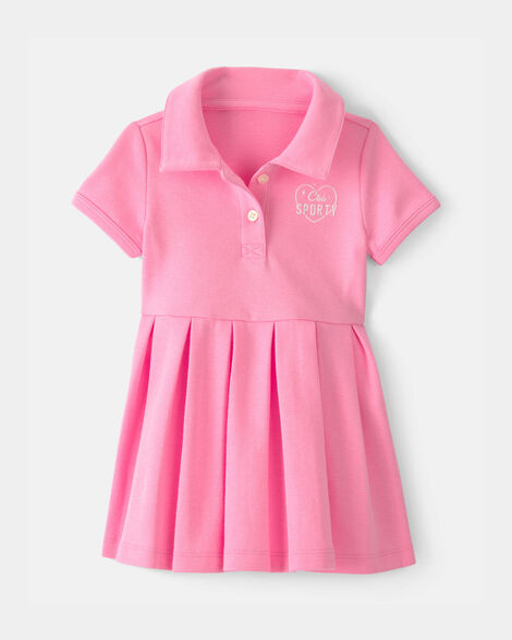 baby girl pleated tennis dress - pink