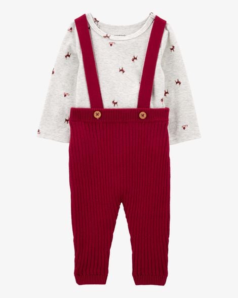 Product image 1 of Baby 2-Piece Reindeer Bodysuit & Suspender Pant Set