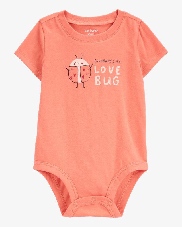 Product image 1 of Baby Grandma's Little Love Bug Short-Sleeve Bodysuit - Peach