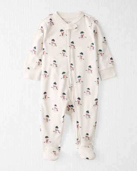 Baby Organic Cotton Sleep & Play Pajamas in Snowman Print