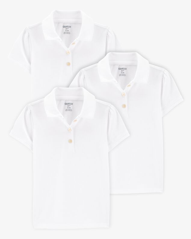 Product image 1 of Toddler 3-Pack Pique Uniform Polo Shirts -  White