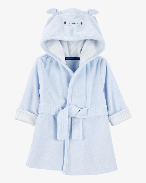 baby dog hooded terry robe - blue