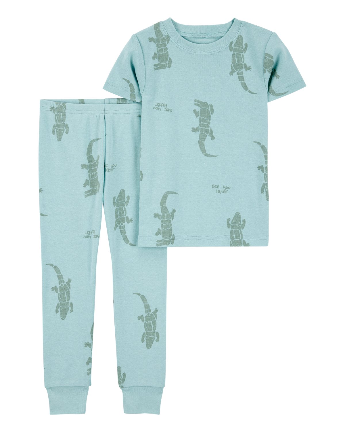 Toddler 2-Piece Alligator Print 100% Snug Fit Cotton Pajamas - Blue