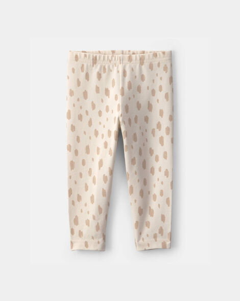 baby girl dots pull-on stretch leggings - cream