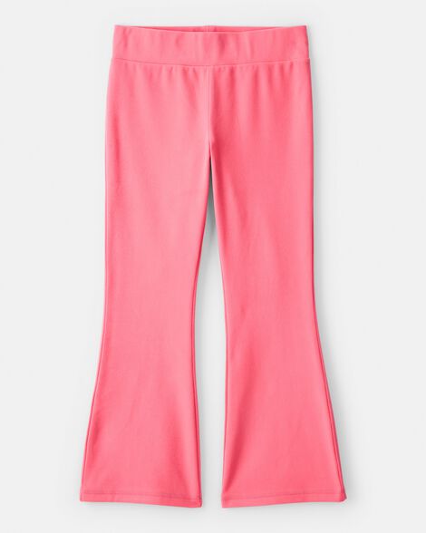 girls microfleece flare pants - coral