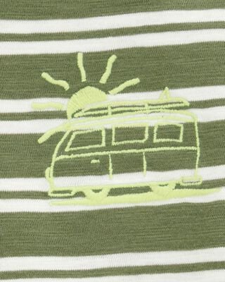 Product image 2 of Toddler Sun Striped Cotton Short-Sleeve Tee - Green