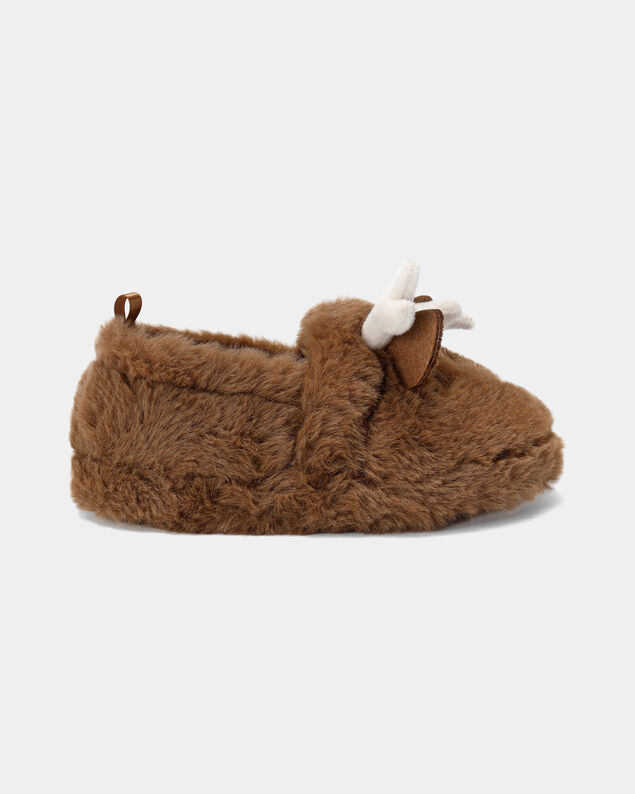 Product image 2 of Boys Christmas Reindeer Slippers - Brown