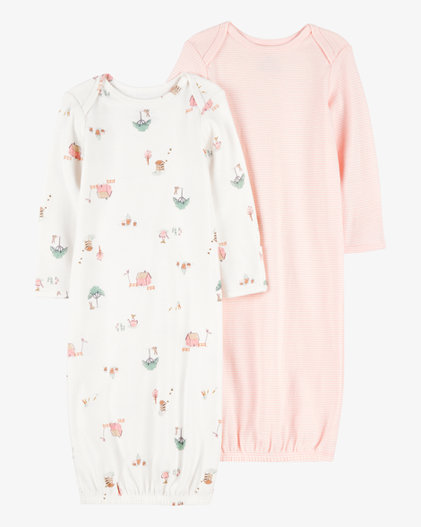 baby 2-pack sleeper gowns - pink