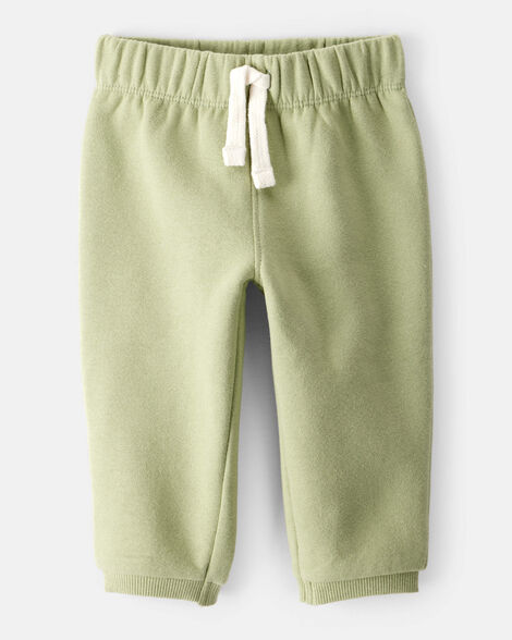 baby boy daydream fleece pull-on pants - green