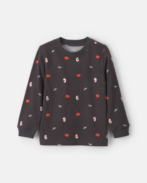 toddler boy pumpkin halloween long-sleeve tee - black