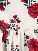 White/Red - Baby Floral Sateen Holiday Dress, Selected