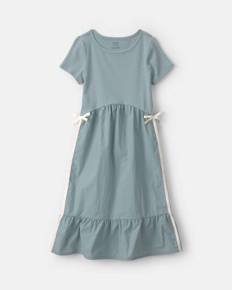 girls bow midi dress - blue
