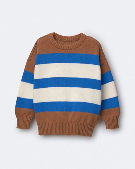 Toddler Relaxed Sweater in Stripes - Brown