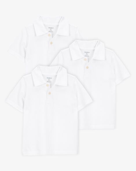 Product image 1 of Toddler 3-Pack Pique Uniform Polo Shirts - White