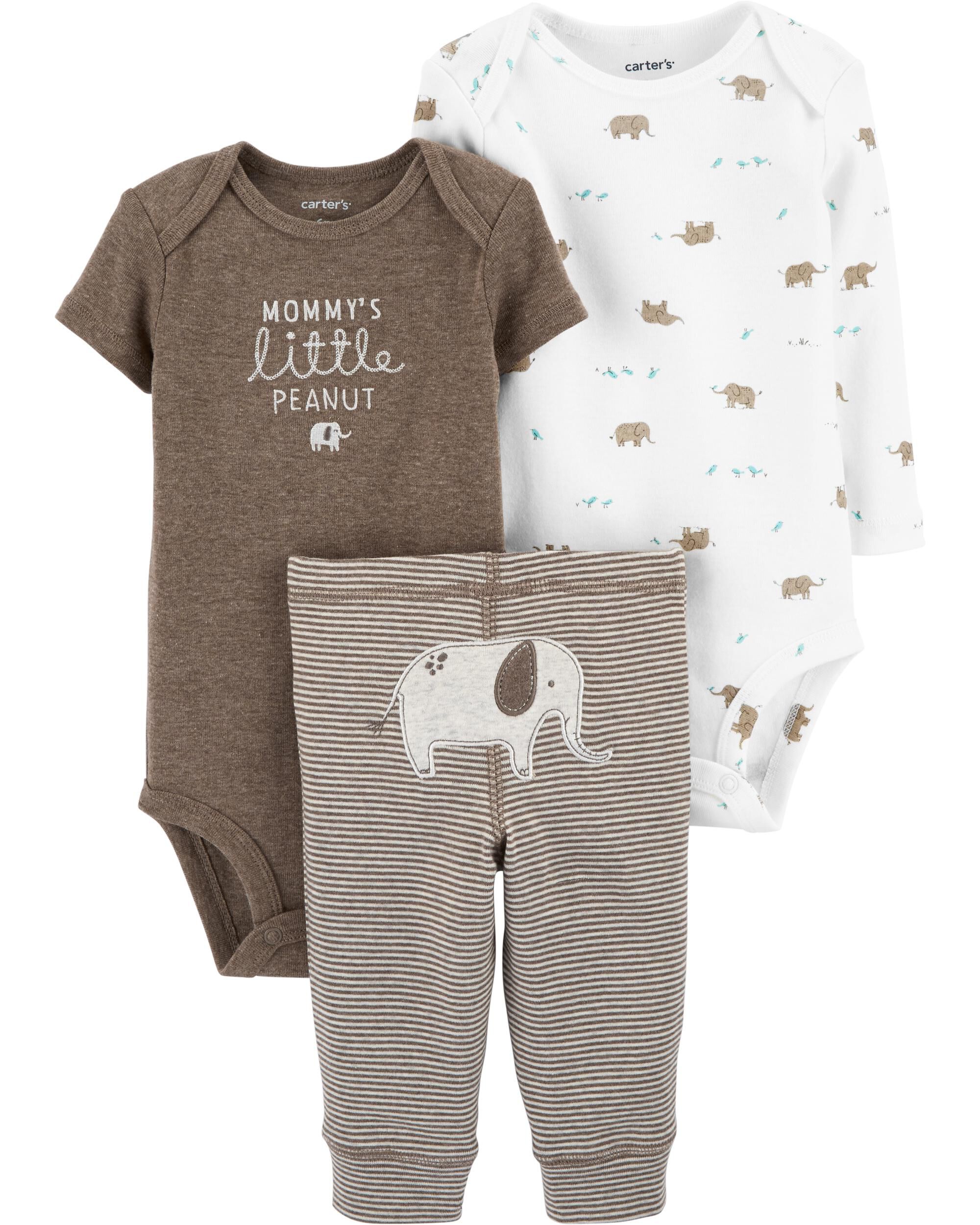 Brown Heather/Ivory Baby 3-Piece Elephant Little Character Set | carters.com
