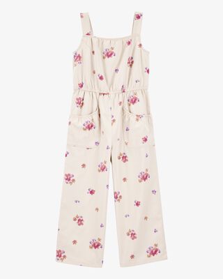 Product image 1 of Girls Floral Print Jumpsuit - Ivory