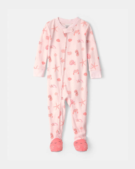 toddler girl shell 100% cotton snug fit 1-piece pajama - pink
