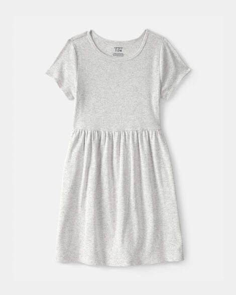 girls rib short-sleeve dress - grey