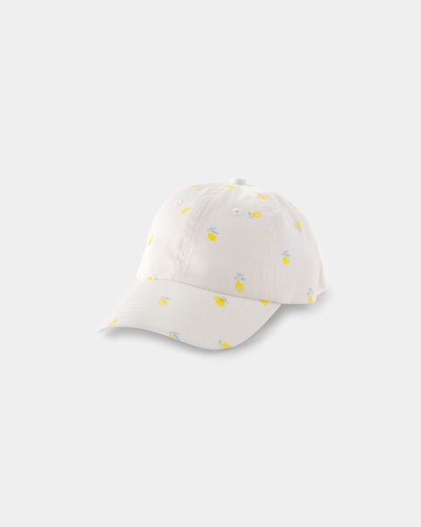 toddler girl lemon baseball hat - white