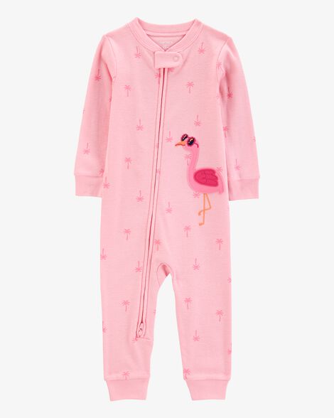  Product image 1 of Baby Flamingo Print Snug Fit Cotton Footless 1-Piece Pajamas - Pink