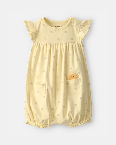 baby girl sunshine short-sleeve romper - yellow