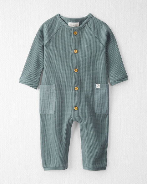  Product image 1 of Baby Organic Cotton Waffle Knit Button-Down Jumpsuit
