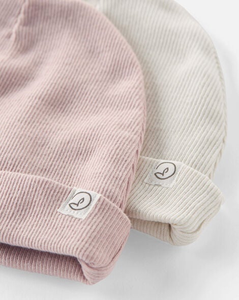 Product image 2 of Baby 2-Pack Organic Cotton Rib Caps