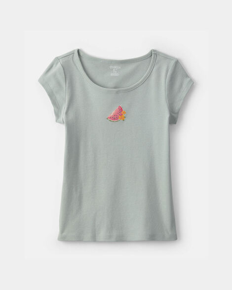 Girls Watermelon Ribbed Tee - Green