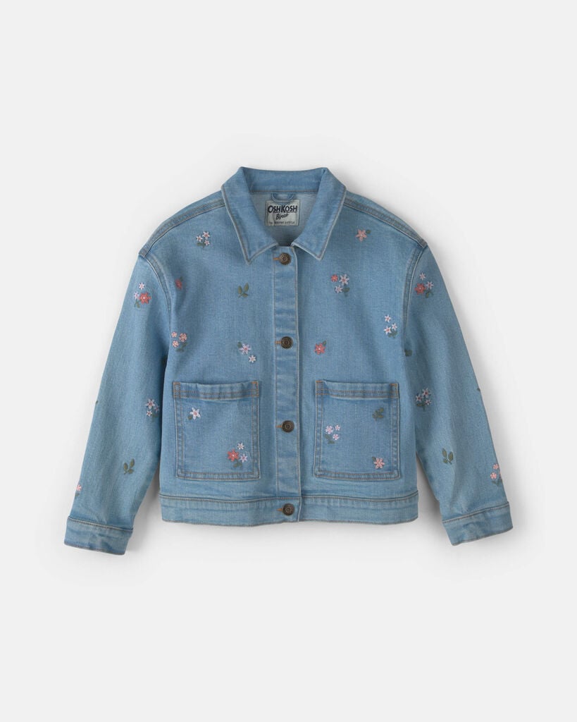 OshKosh B'gosh Girls Floral Denim Jacket - Light Wash 10 Light Wash