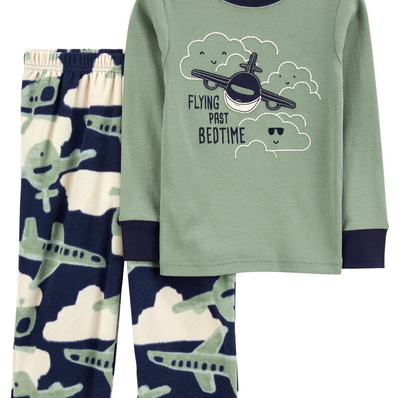 Toddler 2-Piece Airplane Cotton & Fleece PJs