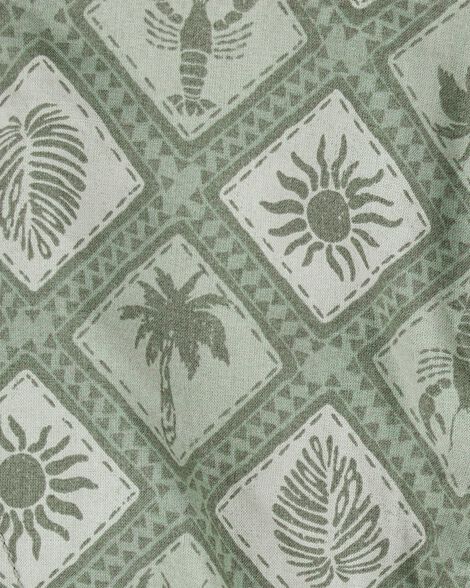Product image 4 of Toddler 2-Piece Tile Print Button-Down Shirt & Drawstring Shorts Set - Green