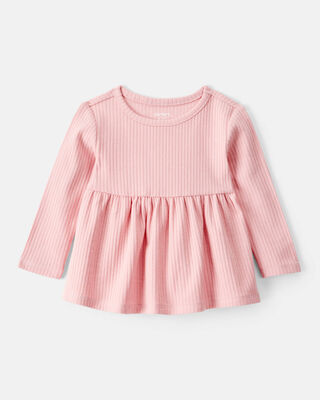 Baby Girl Floral Cotton Long-Sleeve Top - Blue