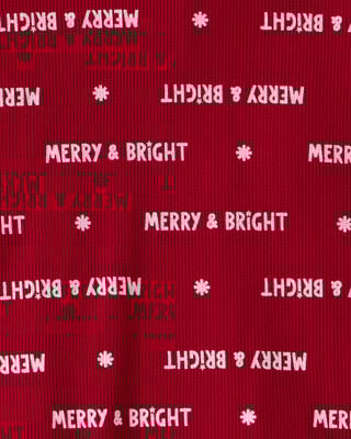 Product image 2 of Adult Merry & Bright Christmas Cotton Long-Sleeve 2-Piece Pajamas - Red
