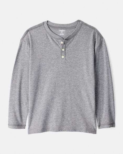 Boys Long-Sleeve Henley - Grey