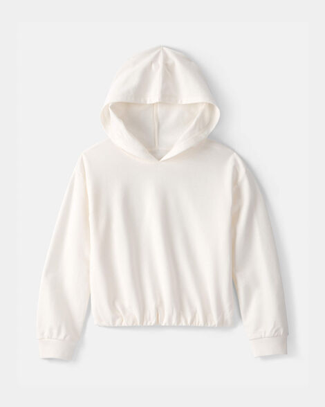 girls french terry hoodie - cream