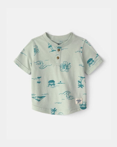 Baby Boy Beach Henley Top - Green
