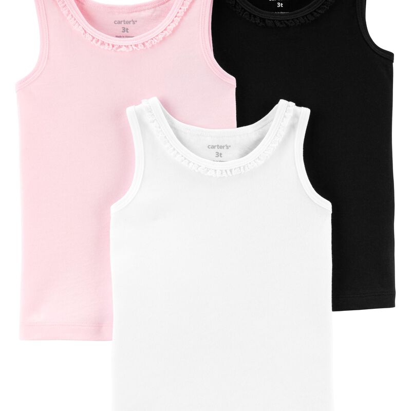 Pink/White/Black 3-Pack Jersey Tanks | carters.com