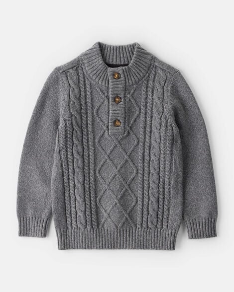 Toddler Boy Cable-Knit Long-Sleeve Sweater - Grey