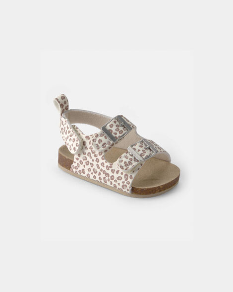 baby girl cheetah sandals - cream