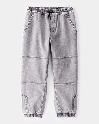 Product image 1 of Kid Tapered Iconic Denim Drawstring Joggers -  Volcano Wash