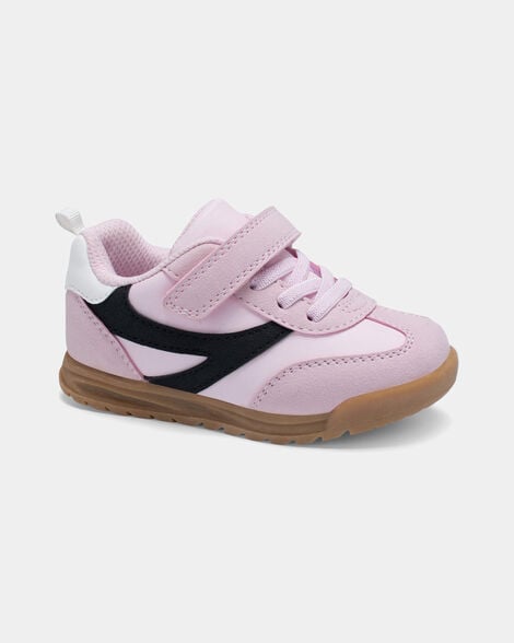 toddler girl striped casual sneakers - pink