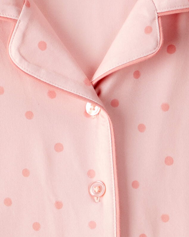 Product image 2 of Kid 2-Piece Polka Dot Coat-Style Pajamas - Pink